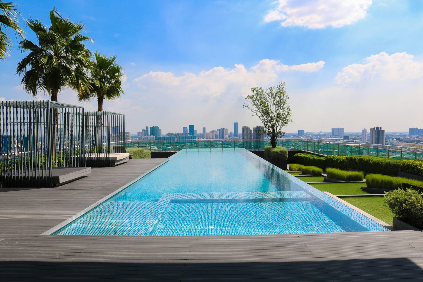 Sunlit water in a quiet outdoor pool